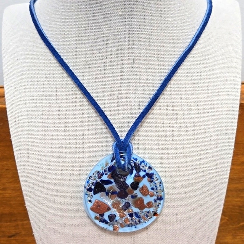 Murano Venitiaurum Glass Disc Necklace